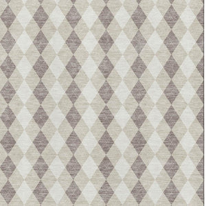 HomeRoots 8' X 10' Washable Beige Taupe & Ivory Geometric Area Rug - Stain-Resistant, UV Protected & Stylish 701681
