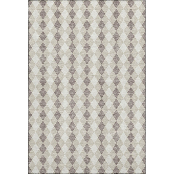 HomeRoots 10' Geometric Washable Area Rug in Beige Taupe & Ivory - Durable, UV Protected, Perfect for High Traffic Areas! 701683