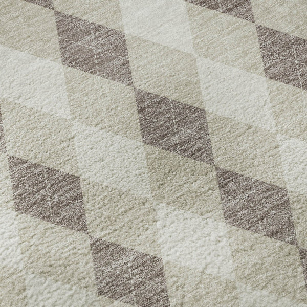 HomeRoots 10' Geometric Washable Area Rug in Beige Taupe & Ivory - Durable, UV Protected, Perfect for High Traffic Areas! 701683
