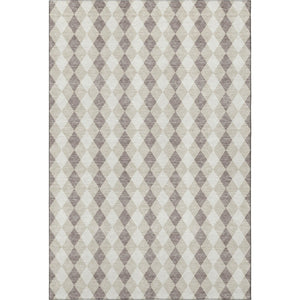 HomeRoots 10' Geometric Washable Area Rug in Beige Taupe & Ivory - Durable, UV Protected, Perfect for High Traffic Areas! 701683