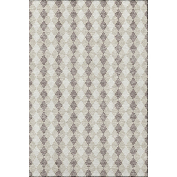 HomeRoots 10' Geometric Washable Area Rug in Beige Taupe & Ivory - Durable, UV Protected, Perfect for High Traffic Areas! 701683