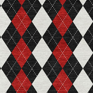 HomeRoots 8' X 10' Stylish Black Red and White Geometric Washable Area Rug with UV Protection for Modern Homes 701687