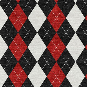 HomeRoots 9' X 12' Stylish Black Red White Geometric Washable Area Rug with UV Protection for Modern Spaces 701688