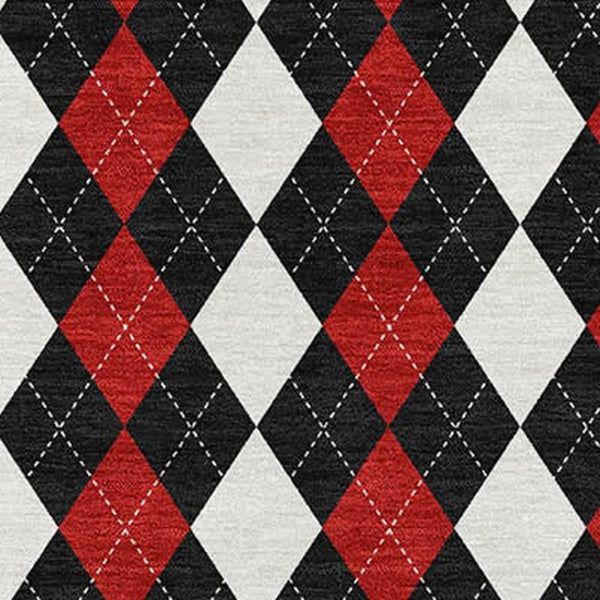 HomeRoots 9' X 12' Stylish Black Red White Geometric Washable Area Rug with UV Protection for Modern Spaces 701688