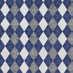 HomeRoots 8' X 10' Washable Navy Blue, White & Gray Geometric Area Rug with UV Protection for Busy Homes 701693