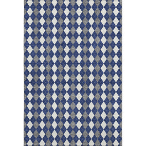 HomeRoots 9' X 12' Modern Navy Blue Geometric Area Rug - Washable, UV-Protected, Stylish & Durable Design 701694