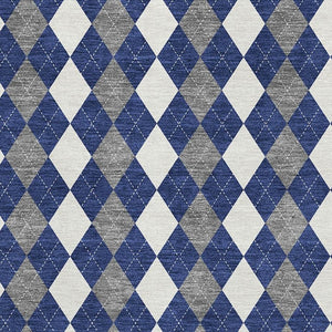 HomeRoots 9' X 12' Modern Navy Blue Geometric Area Rug - Washable, UV-Protected, Stylish & Durable Design 701694