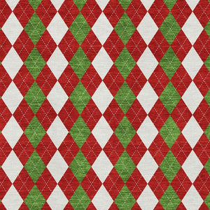 HomeRoots 9' X 12' Bold Red Green White Geometric Area Rug - Washable, UV Protected, Non-Slip Backing! 701700