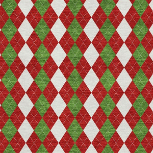 HomeRoots 10' X 14' Bold Red, Green & White Geometric Washable Area Rug with UV Protection for High Traffic Homes 701701
