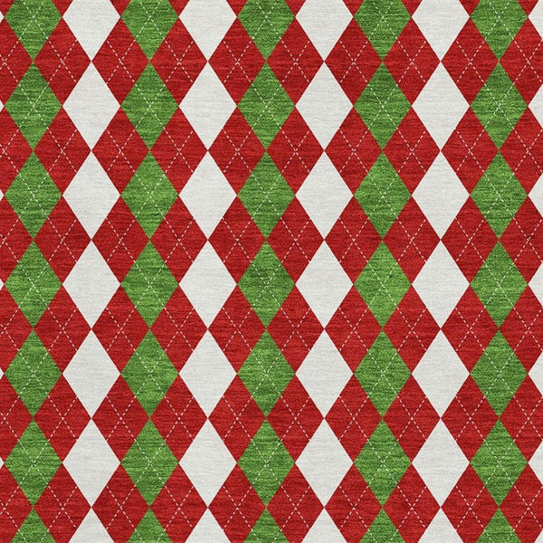 HomeRoots 10' X 14' Bold Red, Green & White Geometric Washable Area Rug with UV Protection for High Traffic Homes 701701