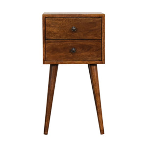 HomeRoots 22" Brown Solid Wood Two Drawer Nightstand with Open Shelf - Modern Design for Stylish Storage Solutions 701703