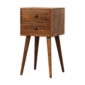 HomeRoots 22" Brown Solid Wood Two Drawer Nightstand with Open Shelf - Modern Design for Stylish Storage Solutions 701703