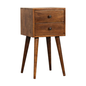 HomeRoots 22" Brown Solid Wood Two Drawer Nightstand with Open Shelf - Modern Design for Stylish Storage Solutions 701703