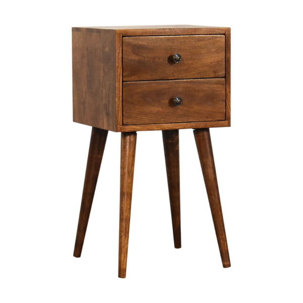 HomeRoots 22" Brown Solid Wood Two Drawer Nightstand with Open Shelf - Modern Design for Stylish Storage Solutions 701703