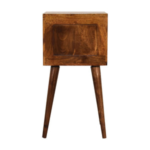 HomeRoots 22" Brown Solid Wood Two Drawer Nightstand with Open Shelf - Modern Design for Stylish Storage Solutions 701703