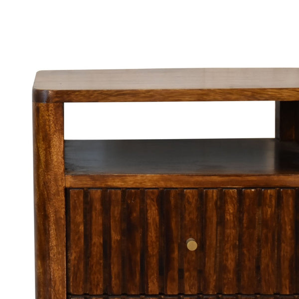 HomeRoots 24" Brown Solid Wood Nightstand with Drawer and Open Shelf - Stylish Storage for Any Room 701704