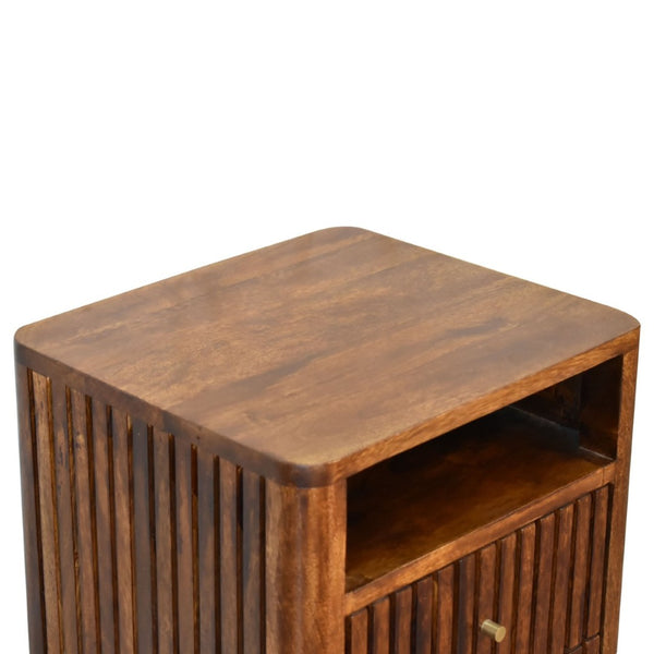 HomeRoots 24" Brown Solid Wood Nightstand with Drawer and Open Shelf - Stylish Storage for Any Room 701704
