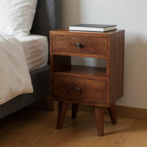 HomeRoots 20" Solid Wood Nightstand with Two Drawers – Modern Compact Design for Bedrooms & Living Spaces 701705