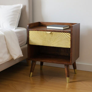 HomeRoots 23" Brown Solid Wood Nightstand with Drawer & Open Shelf – Stylish, Compact Storage for Any Room 701707