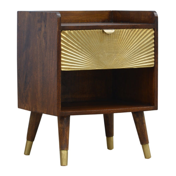 HomeRoots 23" Brown Solid Wood Nightstand with Drawer & Open Shelf – Stylish, Compact Storage for Any Room 701707