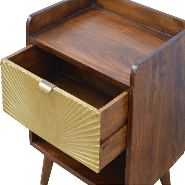 HomeRoots 23" Brown Solid Wood Nightstand with Drawer & Open Shelf – Stylish, Compact Storage for Any Room 701707