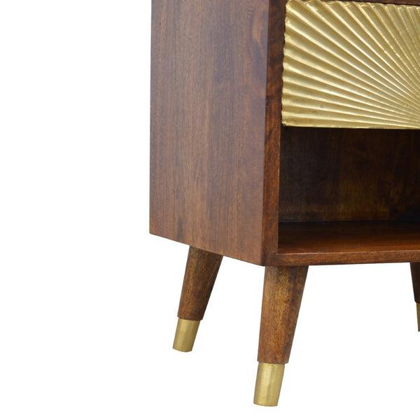 HomeRoots 23" Brown Solid Wood Nightstand with Drawer & Open Shelf – Stylish, Compact Storage for Any Room 701707