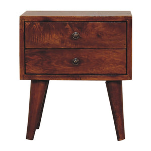 HomeRoots 16" Brown Solid Wood Nightstand with Two Drawers – Modern Accent Table for Bedroom & Home Decor 701709