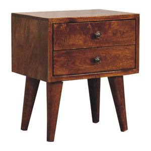 HomeRoots 16" Brown Solid Wood Nightstand with Two Drawers – Modern Accent Table for Bedroom & Home Decor 701709