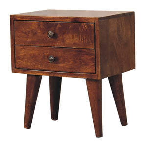 HomeRoots 16" Brown Solid Wood Nightstand with Two Drawers – Modern Accent Table for Bedroom & Home Decor 701709