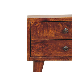 HomeRoots 16" Brown Solid Wood Nightstand with Two Drawers – Modern Accent Table for Bedroom & Home Decor 701709