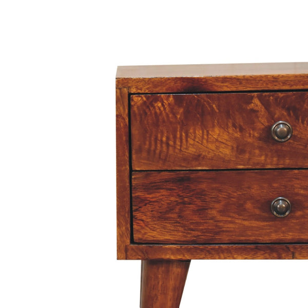 HomeRoots 16" Brown Solid Wood Nightstand with Two Drawers – Modern Accent Table for Bedroom & Home Decor 701709