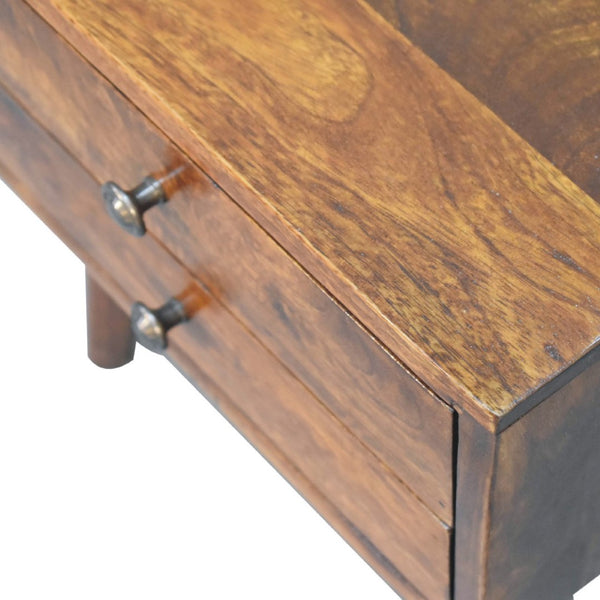 HomeRoots 16" Brown Solid Wood Nightstand with Two Drawers – Modern Accent Table for Bedroom & Home Decor 701709