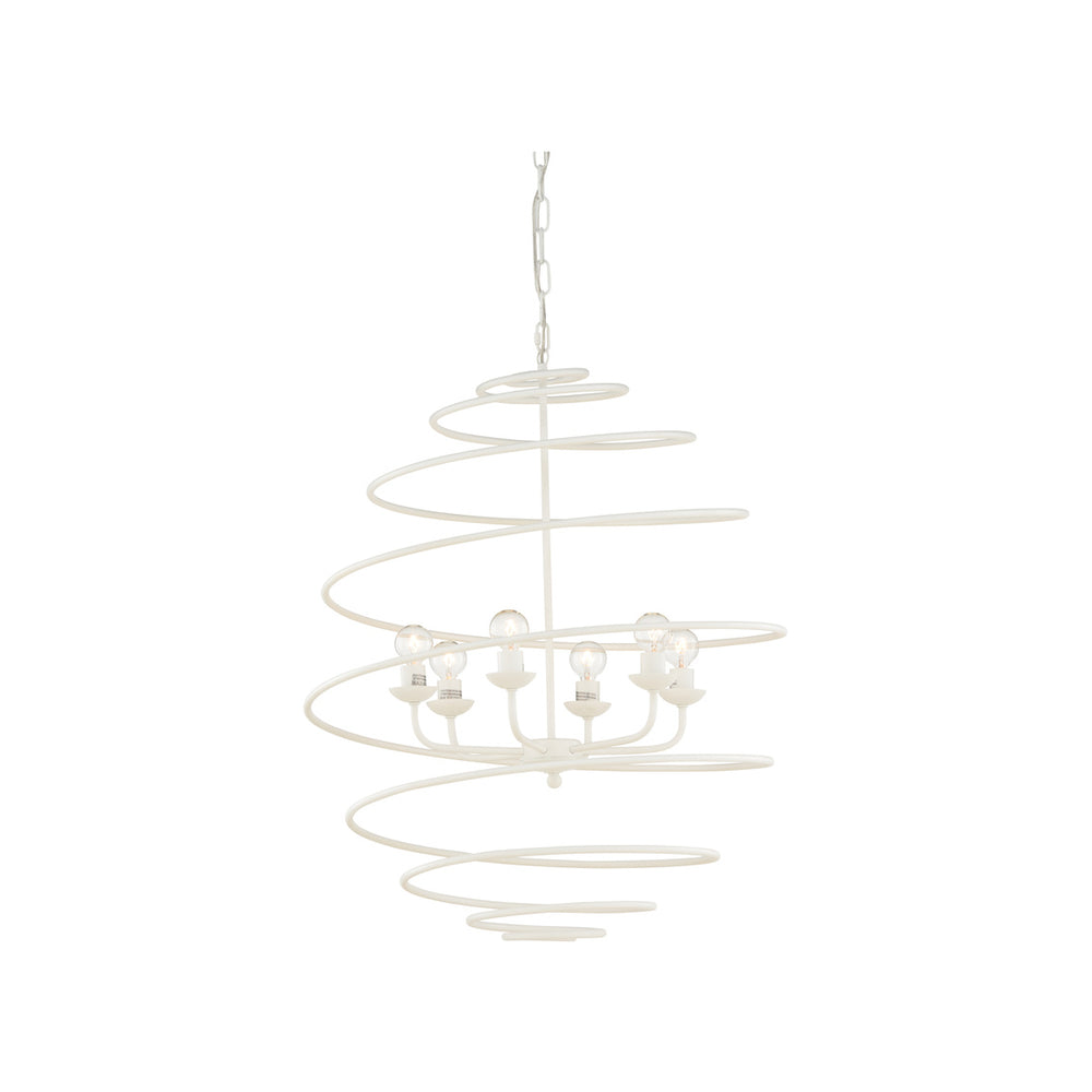 Chelsea House Spyral Handcrafted Italian Chandelier In Matte White — 6-Bulb Sculptural Spiral Frame For Dining & Entryway 70171