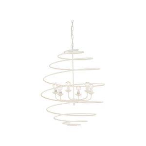 Chelsea House Spyral Handcrafted Italian Chandelier In Matte White — 6-Bulb Sculptural Spiral Frame For Dining & Entryway 70171