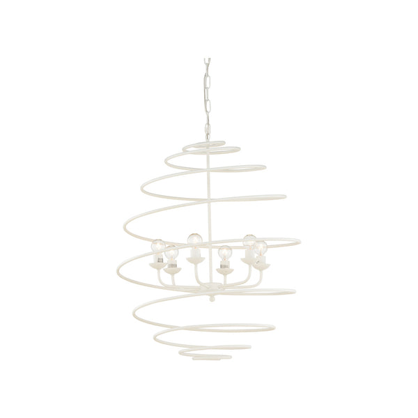 Chelsea House Spyral Handcrafted Italian Chandelier In Matte White — 6-Bulb Sculptural Spiral Frame For Dining & Entryway 70171