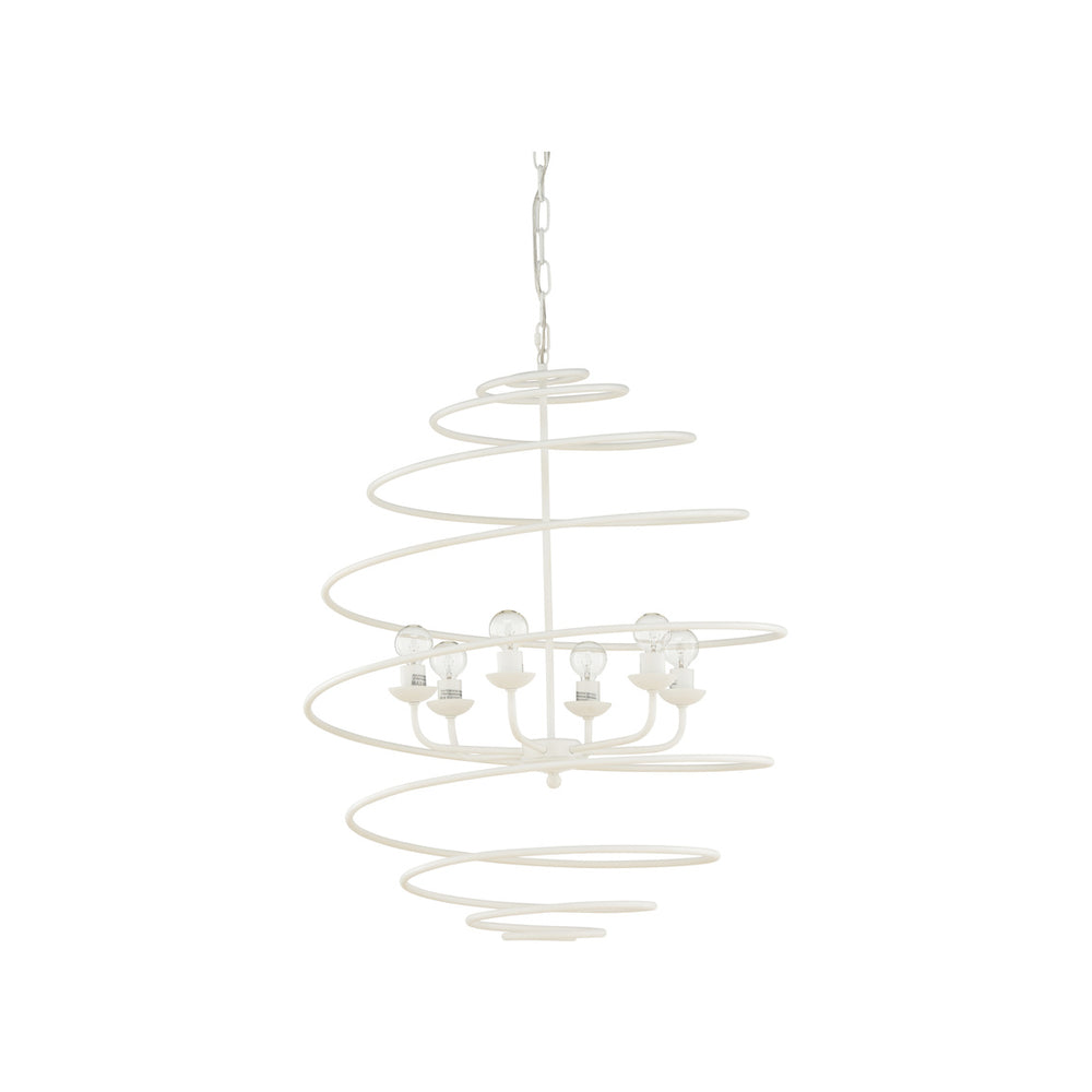 Chelsea House Spyral Handcrafted Italian Chandelier In Matte White — 6-Bulb Sculptural Spiral Frame For Dining & Entryway 70171