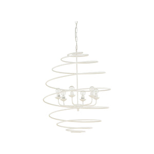 Chelsea House Spyral Handcrafted Italian Chandelier In Matte White — 6-Bulb Sculptural Spiral Frame For Dining & Entryway 70171