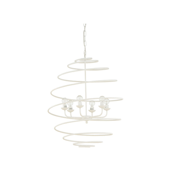 Chelsea House Spyral Handcrafted Italian Chandelier In Matte White — 6-Bulb Sculptural Spiral Frame For Dining & Entryway 70171