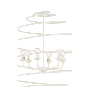 Chelsea House Spyral Handcrafted Italian Chandelier In Matte White — 6-Bulb Sculptural Spiral Frame For Dining & Entryway 70171