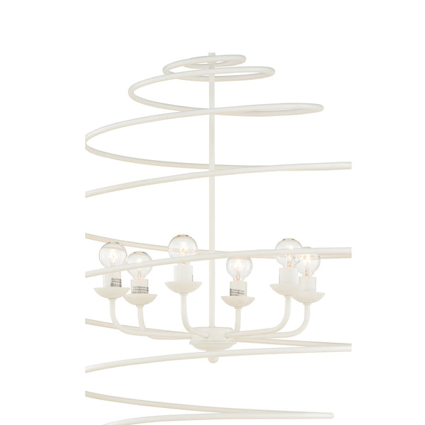 Chelsea House Spyral Handcrafted Italian Chandelier In Matte White — 6-Bulb Sculptural Spiral Frame For Dining & Entryway 70171