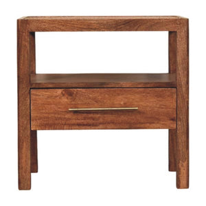 HomeRoots 22" Brown Solid Wood Nightstand with Drawer & Open Shelf - Stylish, Durable & Space-Saving Design 701710