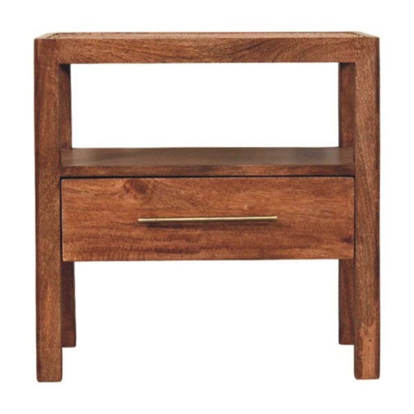 HomeRoots 22" Brown Solid Wood Nightstand with Drawer & Open Shelf - Stylish, Durable & Space-Saving Design 701710