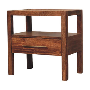 HomeRoots 22" Brown Solid Wood Nightstand with Drawer & Open Shelf - Stylish, Durable & Space-Saving Design 701710