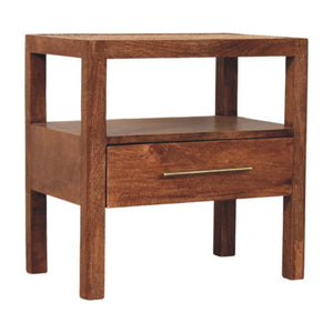 HomeRoots 22" Brown Solid Wood Nightstand with Drawer & Open Shelf - Stylish, Durable & Space-Saving Design 701710