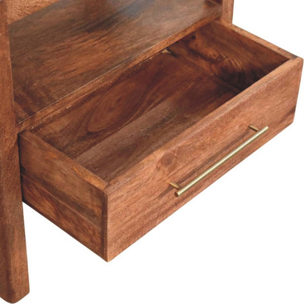 HomeRoots 22" Brown Solid Wood Nightstand with Drawer & Open Shelf - Stylish, Durable & Space-Saving Design 701710