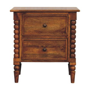 HomeRoots 24" Solid Wood Two Drawer Nightstand - Versatile Storage, Warm Brown Finish, Modern Design & Durability 701711