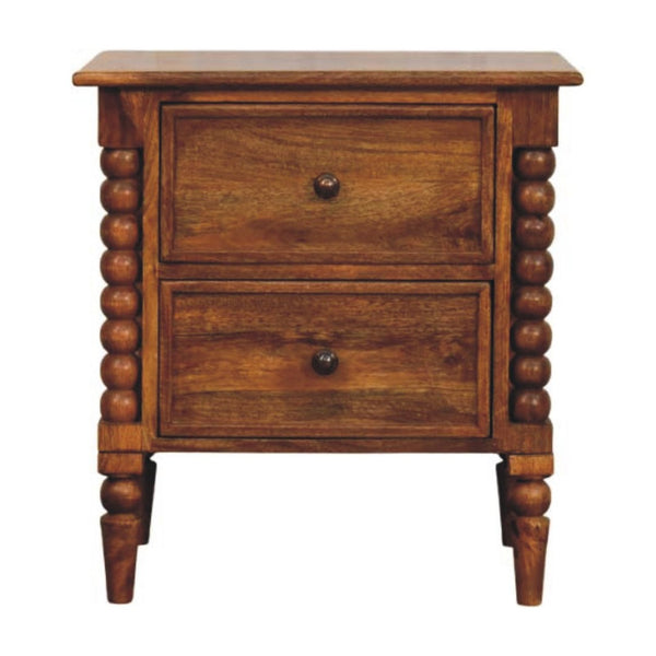 HomeRoots 24" Solid Wood Two Drawer Nightstand - Versatile Storage, Warm Brown Finish, Modern Design & Durability 701711