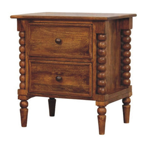 HomeRoots 24" Solid Wood Two Drawer Nightstand - Versatile Storage, Warm Brown Finish, Modern Design & Durability 701711