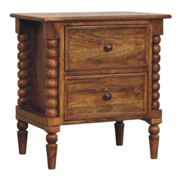 HomeRoots 24" Solid Wood Two Drawer Nightstand - Versatile Storage, Warm Brown Finish, Modern Design & Durability 701711