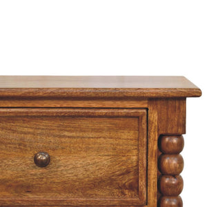 HomeRoots 24" Solid Wood Two Drawer Nightstand - Versatile Storage, Warm Brown Finish, Modern Design & Durability 701711